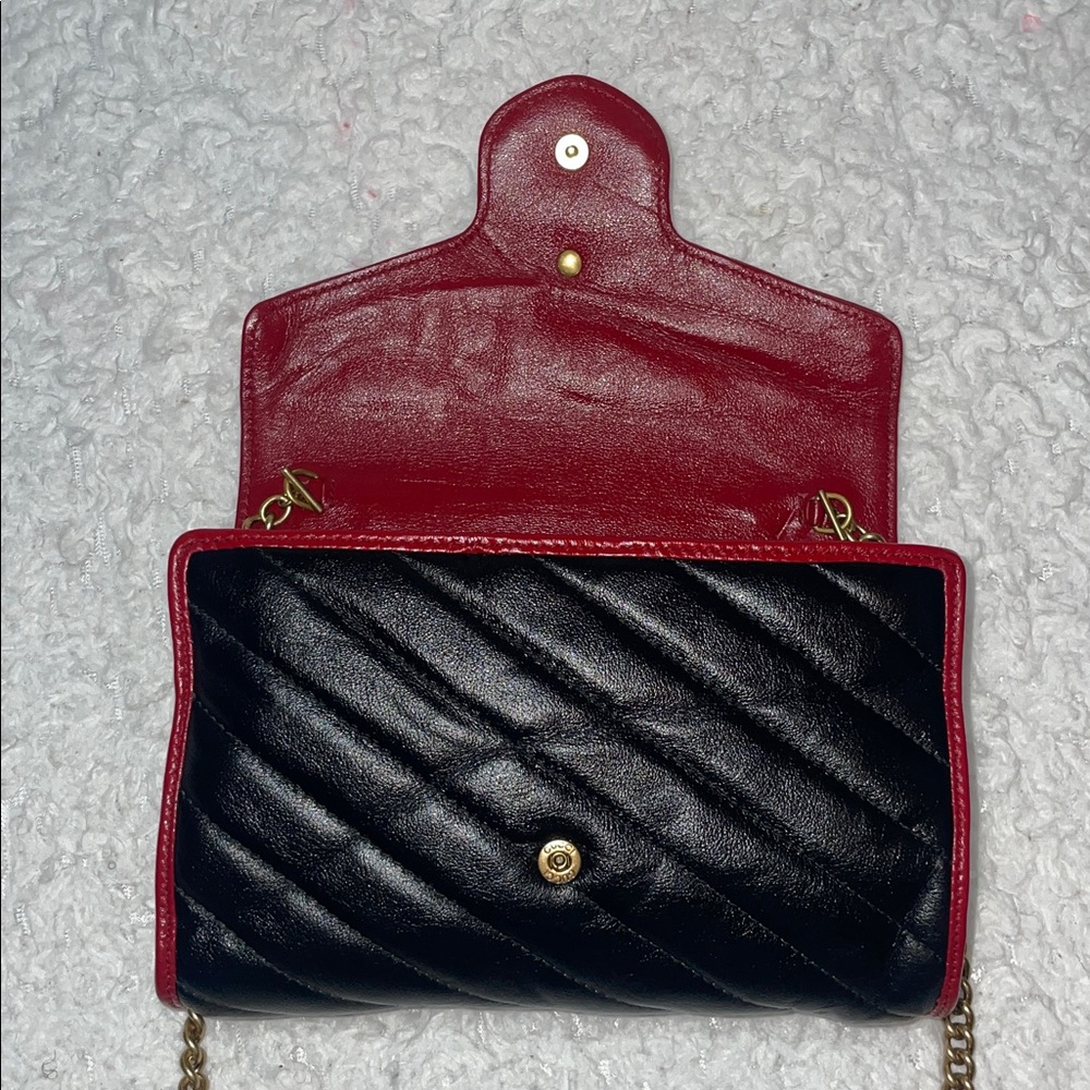 Gucci Torchon Marmont Quilted Leather Wallet on Chain WOC Bag Clutch Black/Red - Picture 7 of 17